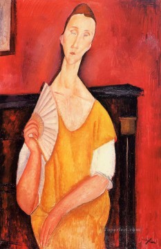  1919 - woman with a fan lunia czechowska 1919 Amedeo Modigliani